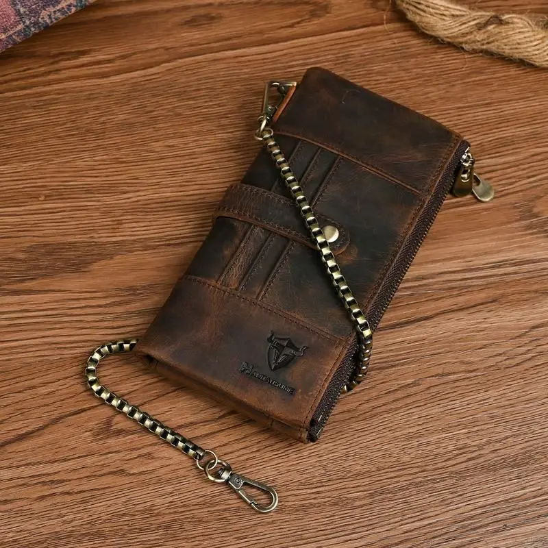 Leather Wallet Men's Long Large Capacity Simple Personality Top Layer Buckle Handbag Small Bag Pure Color Bucket Shape