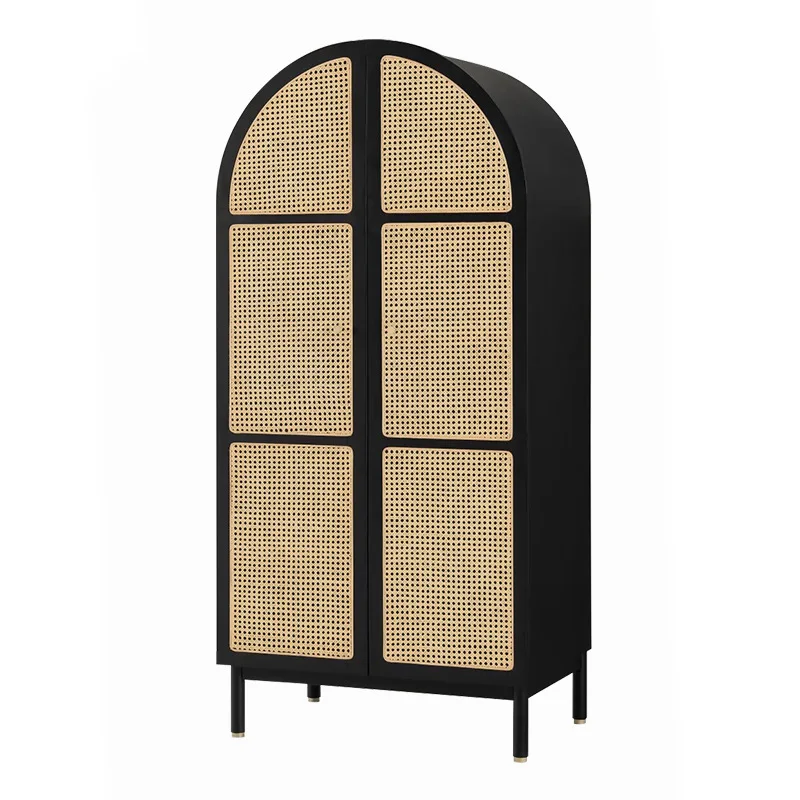 wardrobe, surprised by the dead wind, retro solid wood floor-to-ceiling cabinet, opposite door, black storage cabinet
