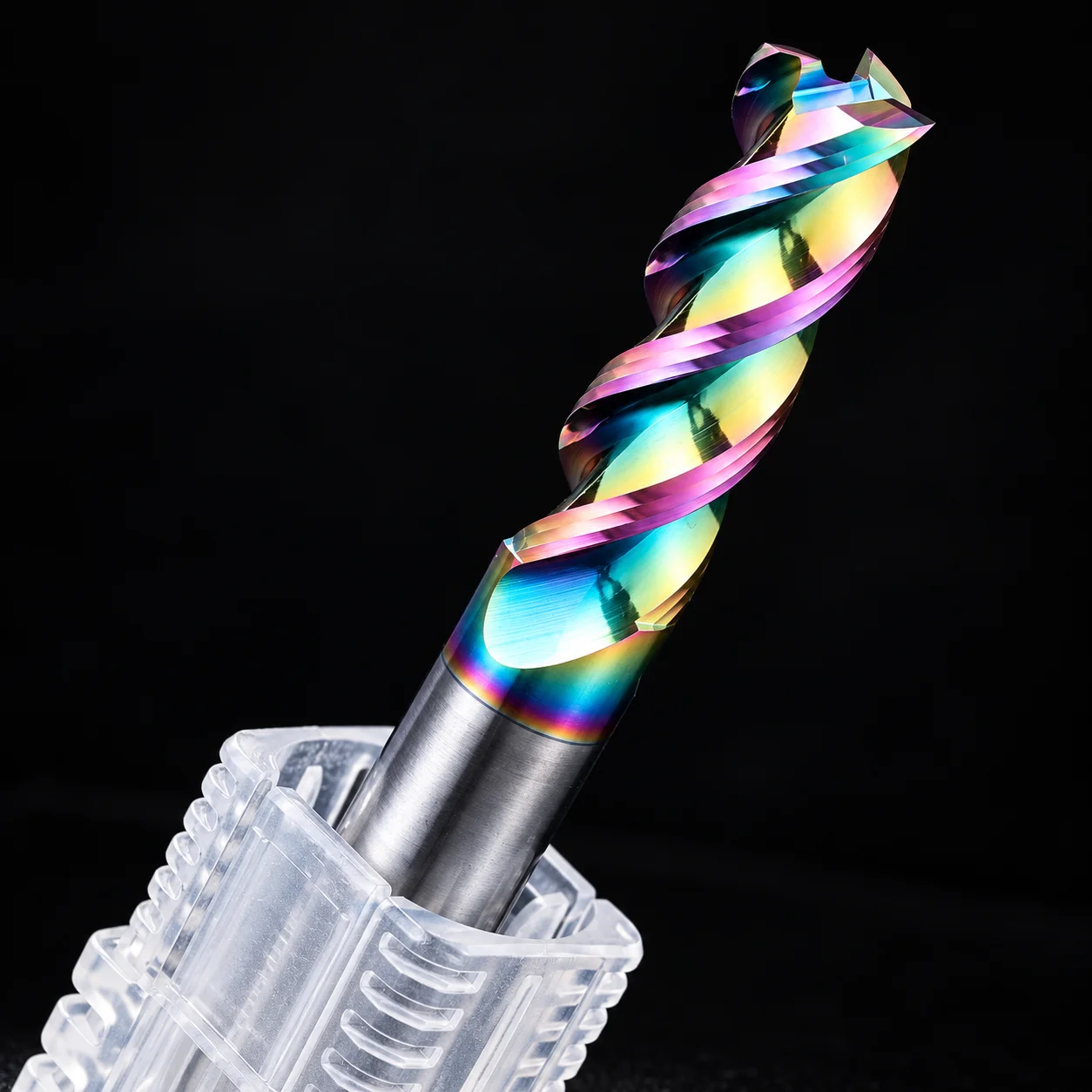 HRC65 3 Flute U Groove Solid Carbide End Mill DLC Coated High Gloss CNC Milling Cutter For Aluminum Alloy High Efficiency