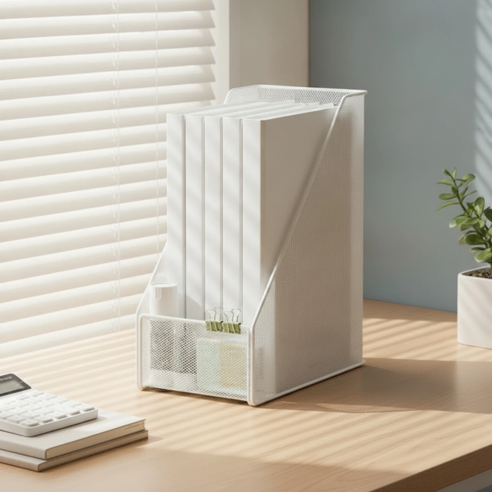 Vertical File Folder Holder Space-Saving Upright Folder Organizer for Professionals, Office