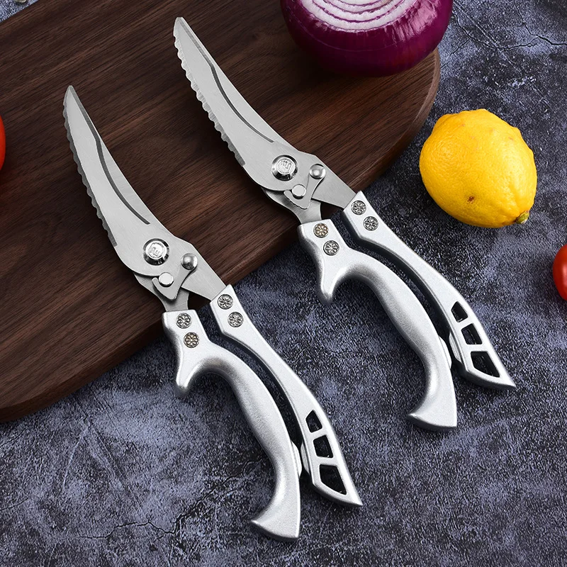 

Stainless steel forged kitchen scissors, used for cutting vegetables, meat chunks, and chicken bones, chicken bone scissors