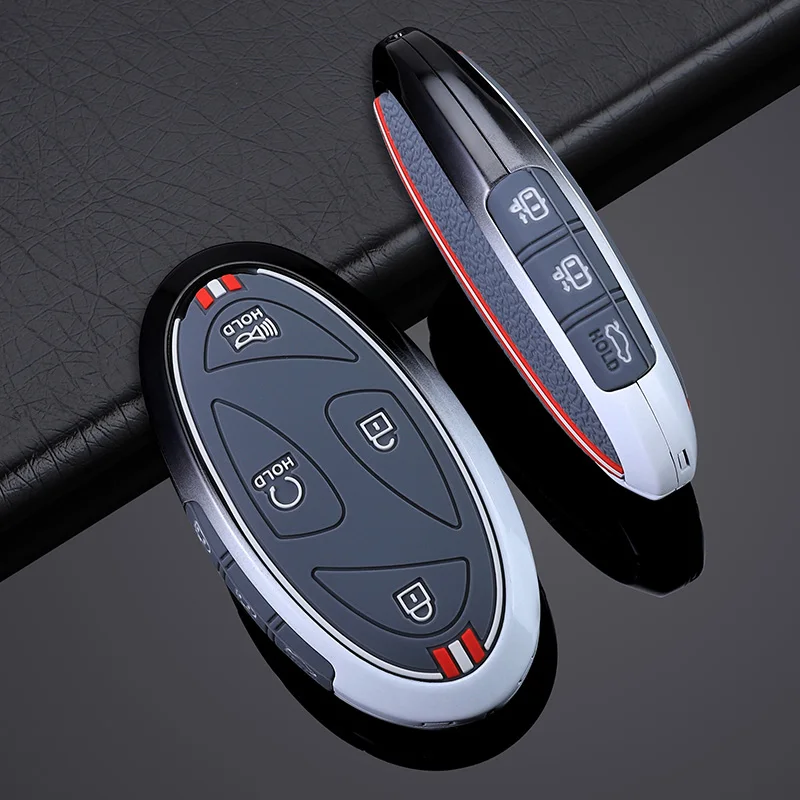 5 7 Buttons Zinc Alloy + Silicone Car Key Case Cover For Hyundai Kona Ev Grandeur GN7 IONIQ 6 2023 2024 Remote Key Protect Shell
