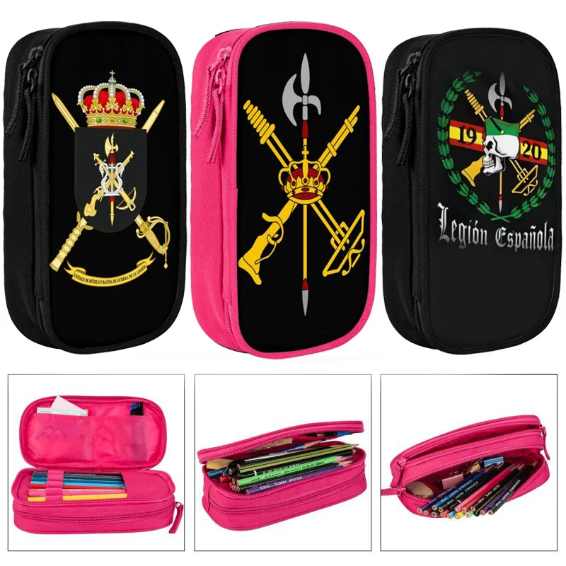 

Spanish Legion Espanola Flag Large Capacity Pencil Case Stationery School Supplies Pouch Office Desk Storage Kids Pen Case Box