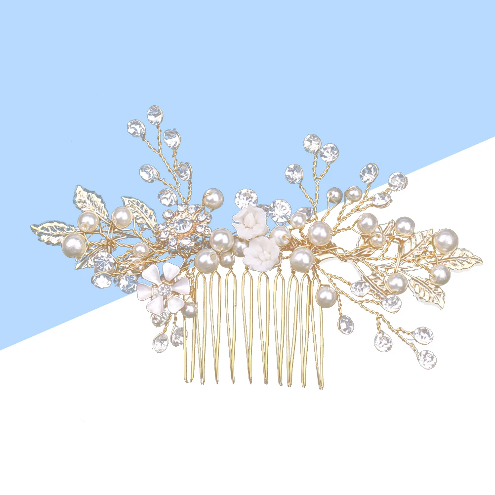 

Golden Alloy Combs Rhinestone Crystal Bridal Hairpins For Bridal Hair Comb Wedding Party Prom Accessories (Fs133)