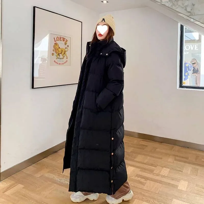 

Trendy Coat Women's Long Winter Jacket 2025 New Korean Style Padded To Knee Length Fashionable And Warm Cotton Material