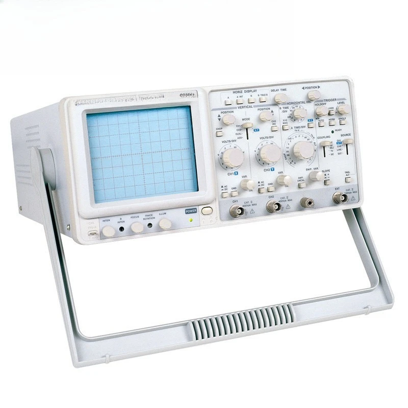 

Dual-pass four-trace analog oscilloscope with coded switch 20/40/60 MHZ