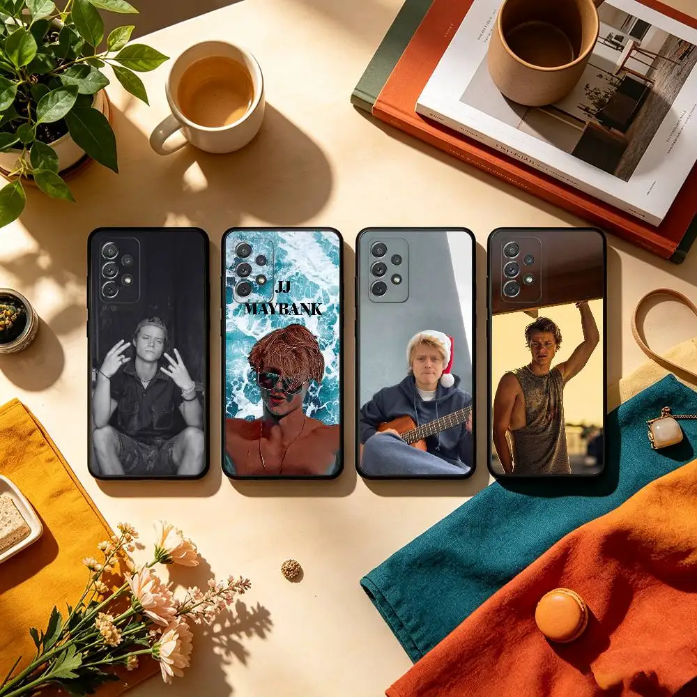 J-JJ M-Maybank  Soft Silicone Black Cover Phone Case For Samsung Galaxy A73,A72,A71,A70,A53,A52,A51
