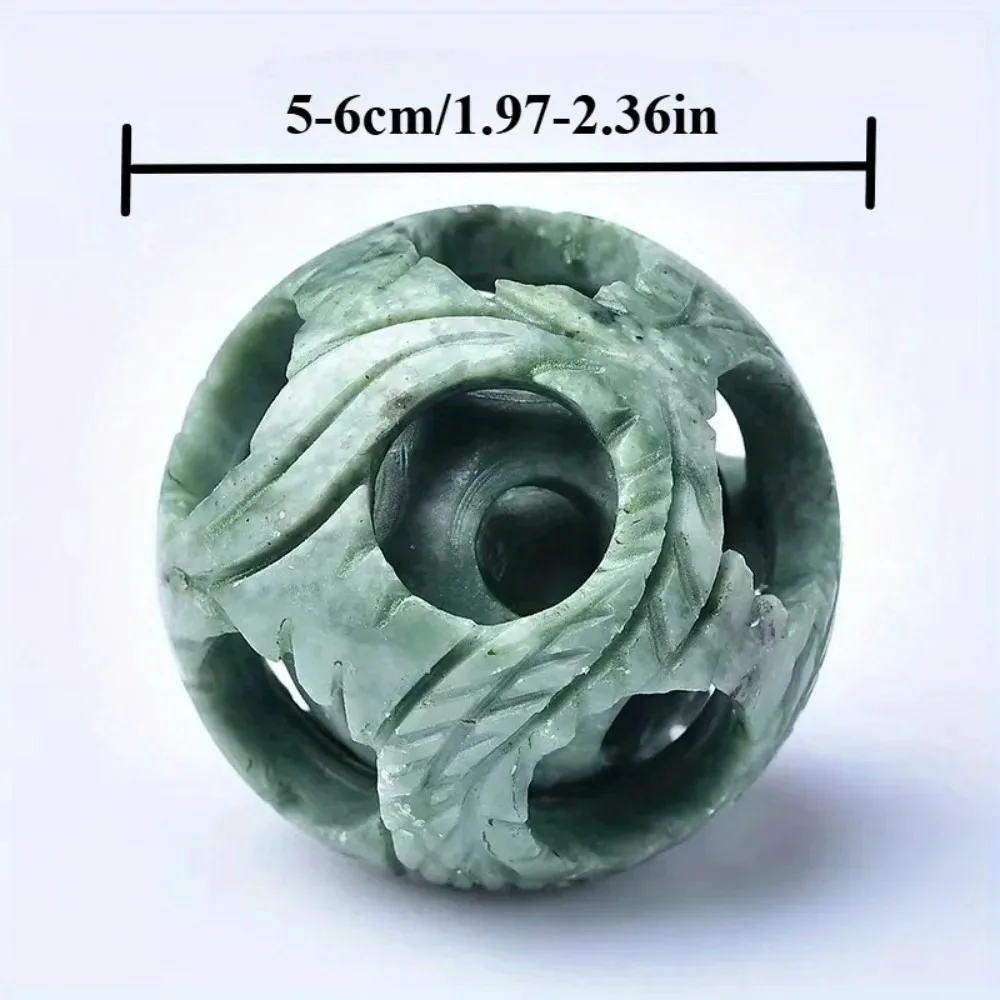 Rotating Carved Hollow Natural White Green Jasper Sphere Healing Crystal Feng Shui Home Decor Gift for Friends