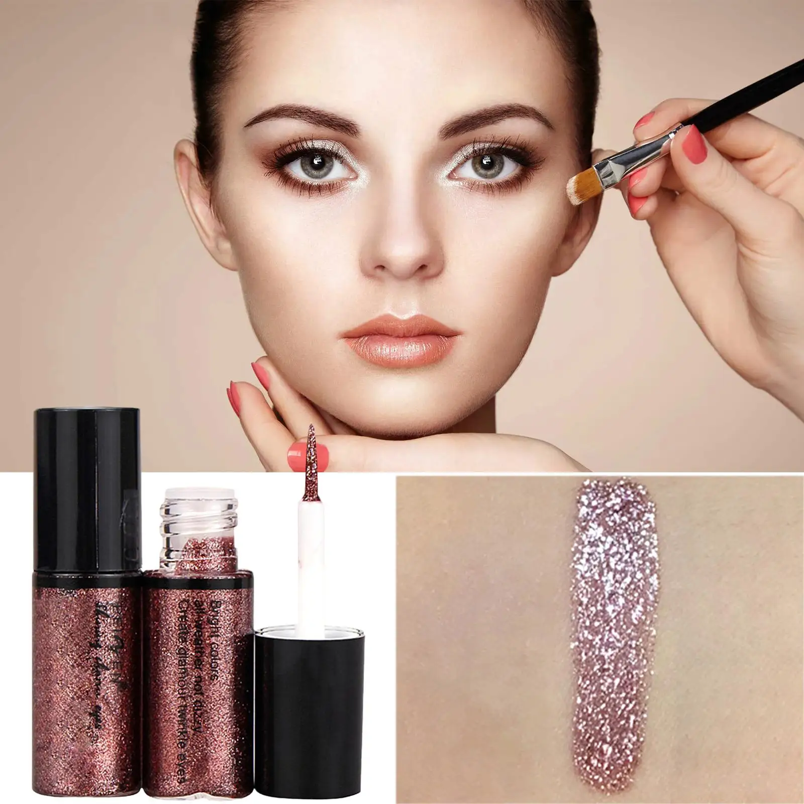 Fard à barrage brillant, eye-liner liquide à paillettes, stylo cosmétique pour les yeux, doublure imperméable, pigment de maquillage, Y0Z7, 5 documents