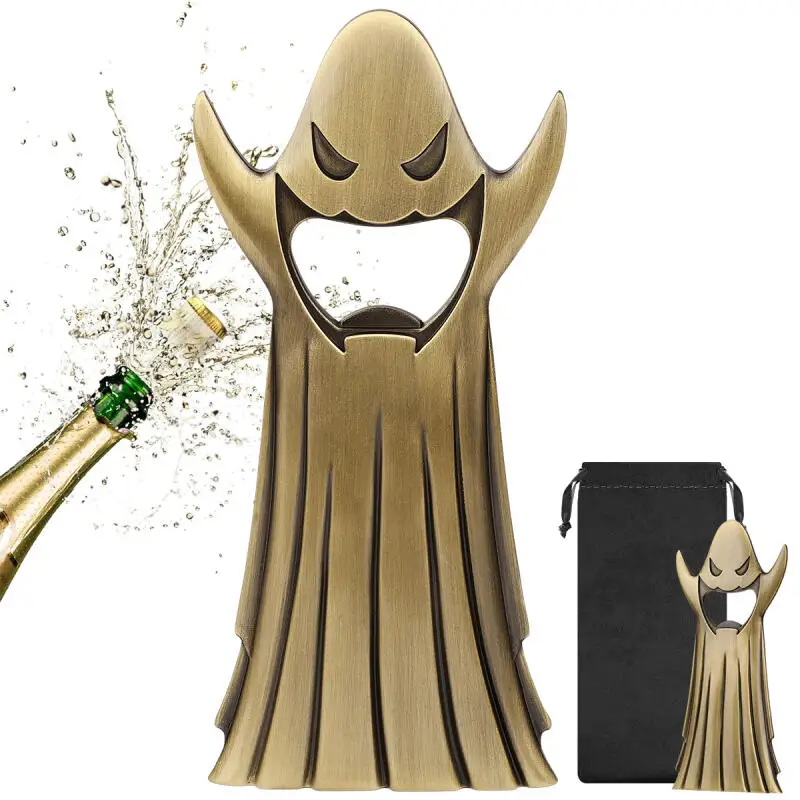 Dark Black Ghost Shape Metal Beer Openers Bottle Opener Kitchen Club Party Barware Gadget Halloween Wedding Accessory Gift Bag