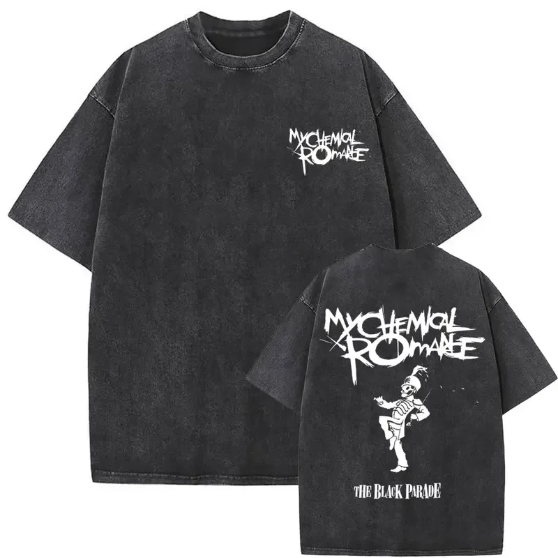 Washed Vintage Rocker My Chemical Romance The Black Parade Album Graphic T-shirt Men Women Punk Emo Rock Music Oversized T Shirt