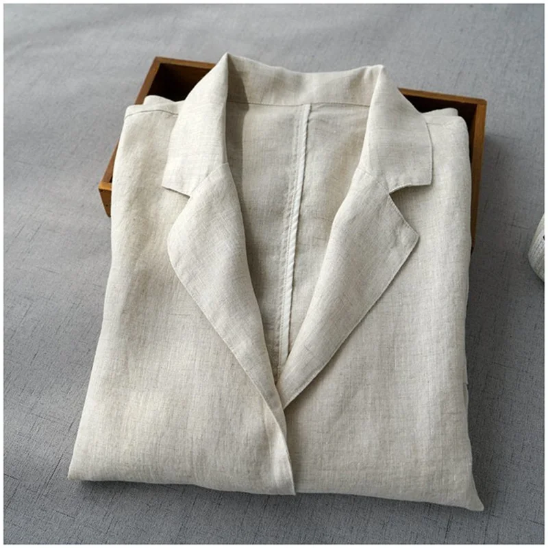 Feminino plus size terno jaqueta de linho fino solto casual linho primavera outono outerwear topo feminino blazer casaco feminino