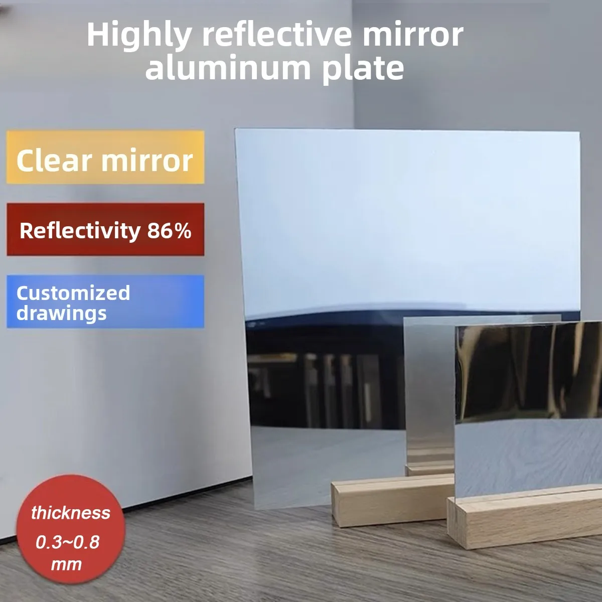 

Silver Mirror Aluminum Plate With High Reflectivity Of 86% Uv Reflective Lampshade Panel Customized /Thickness Of 0.2~0.8mm