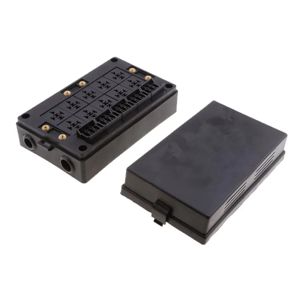 Car Fuse Relay Holder with 18 Way Blade Slots and 10 Relay Sockets Dustproof Plastic Fusebox for Auto Shop