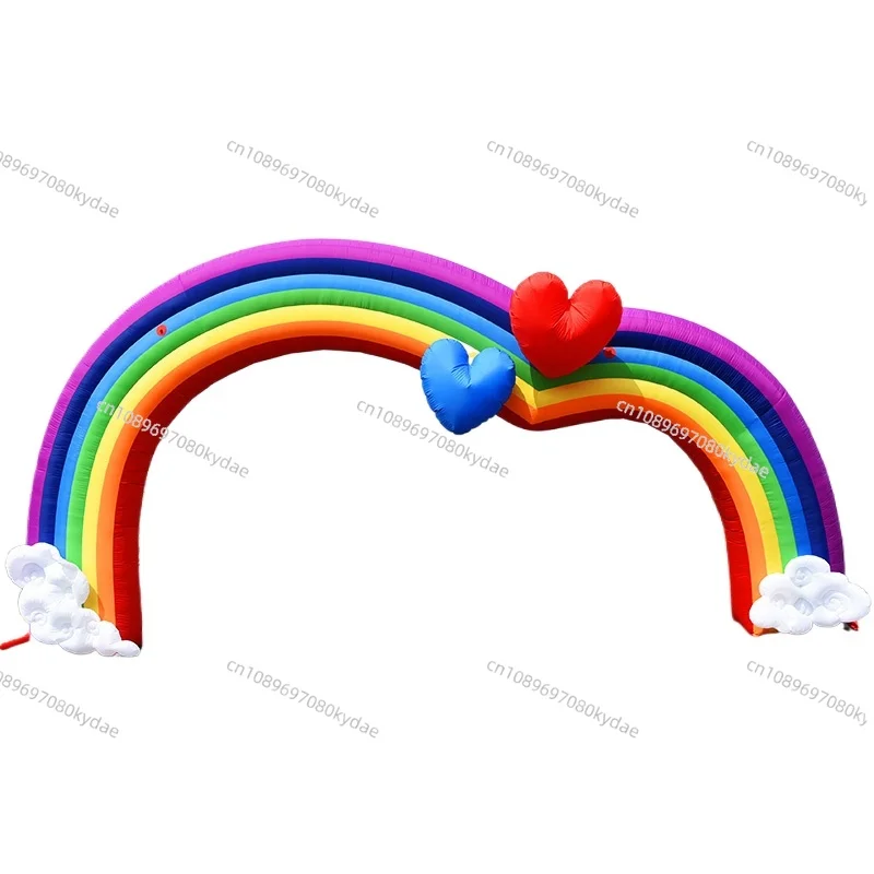 Customized giant inflatable rainbow arch inflatable wedding arch with hearts for party events decoration