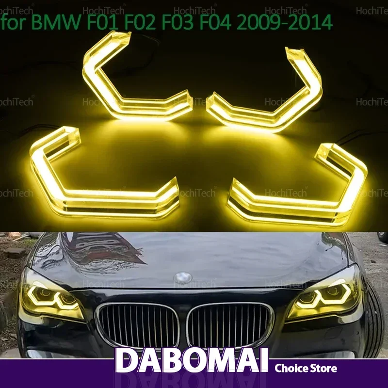 

DTM M4 Style White Yellow Crystal Headlamp Daytime Running Light Angel Eyes for BMW 7 Series F01 F02 F03 F04 2009-2014 Retrofit