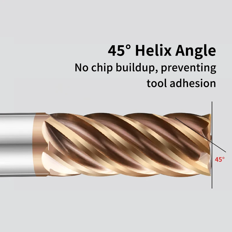 HILIXUN HRC65 6F Endmills Bronze Coating Tungsten Steel Carbide Flat Bottom Milling Cutter For CNC Tools 4mm-20mm