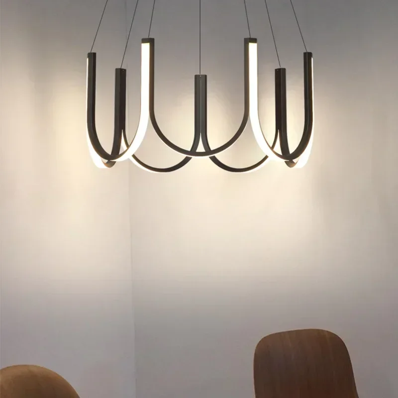 Lampadari a forma di U in alluminio di nuovo design nordico ristorante camera da letto cucina lampade a sospensione a LED in oro nero decorazioni per illuminazione interna