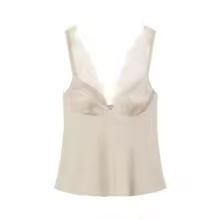 Lace Tops Elegant Satin V-Neck Backless Sling Slimming Chic - Round Neck-Green