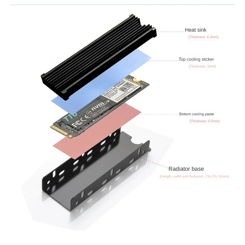 M.2 2280 SSD Heatsink For PS5 PC,NVME NGFF 2280 SSD Double-Sided Heat Sink Cooling With Thermal Silicone Pads