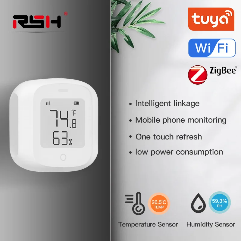 

Tuya Smart WiFi/Zigbee Temperature and Humidity Sensor Indoor Hygrometer Thermometer with LCD Display Support Alexa Google Home