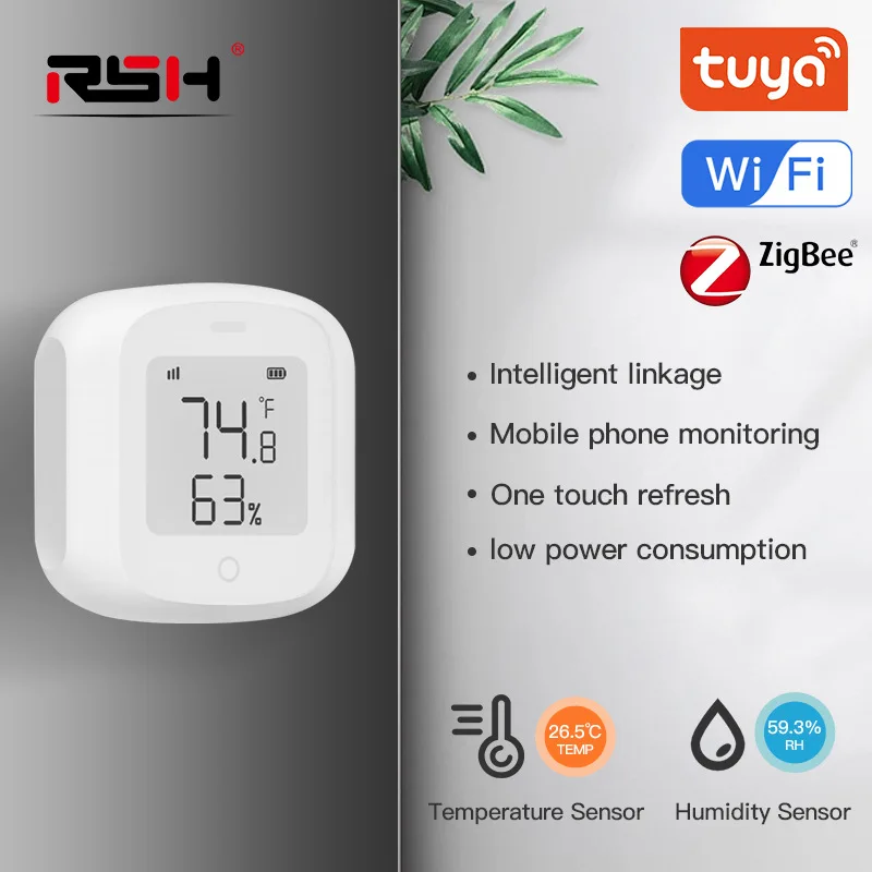 Tuya Smart WiFi/Zigbee Temperature and Humidity Sensor Indoor Hygrometer Thermometer with LCD Display Support Alexa Google Home