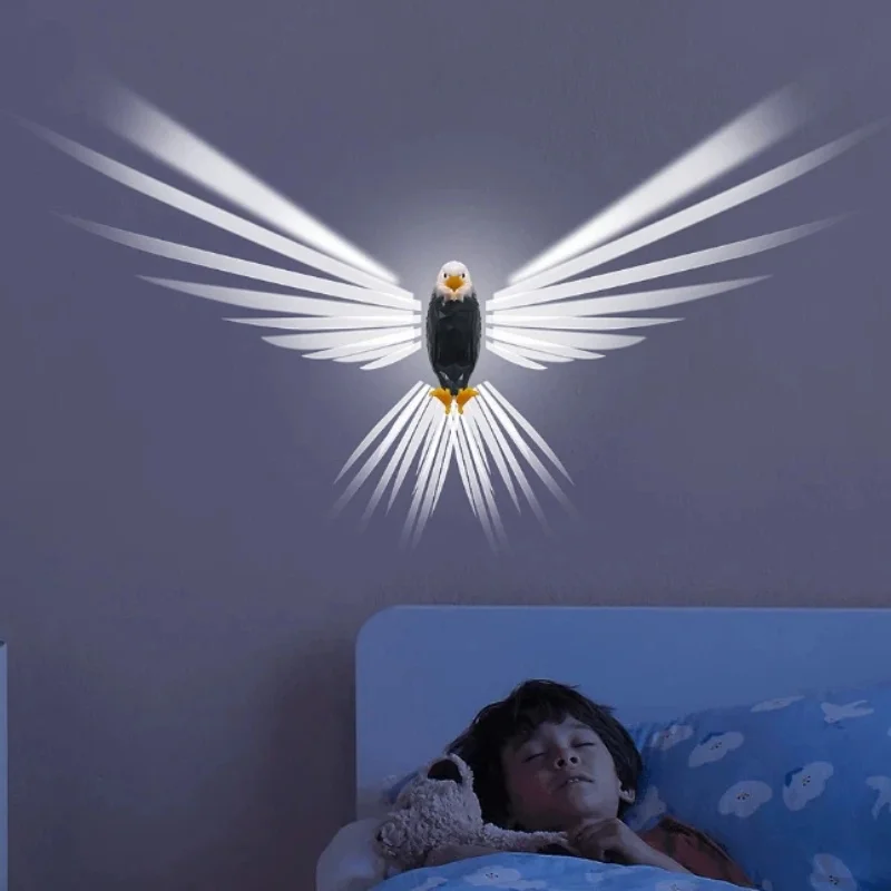 أصلع النسر ضوء الليل Led الحيوان مصباح إسقاط ديكور المنزل الجدار الخفيفة للحفلات. الديكور الدافئ لغرفة النوم