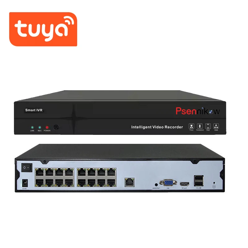 Tuya NVR POE Kit H.265 16CH 4K CCTV Security Camera System 8MP HD Outdoor Waterproof Color Night IP Camera Video Surveillance