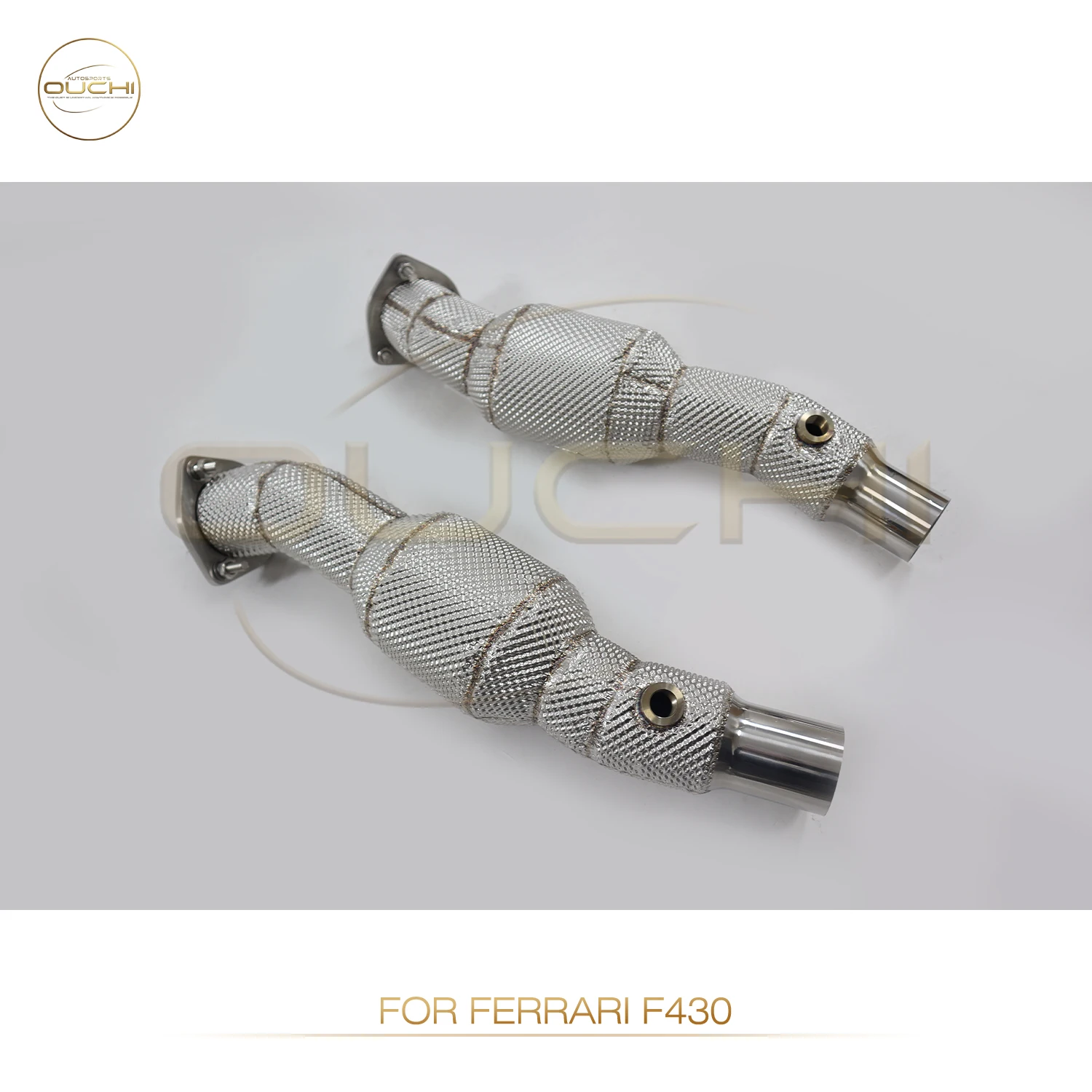 OUCHI مبيعات المصنع مباشرة Catback لفيراري F430 سكوديريا 4.3L صمامات هوائية العادم SS304 كاتم صوت النازل تصميم X-pipe #4