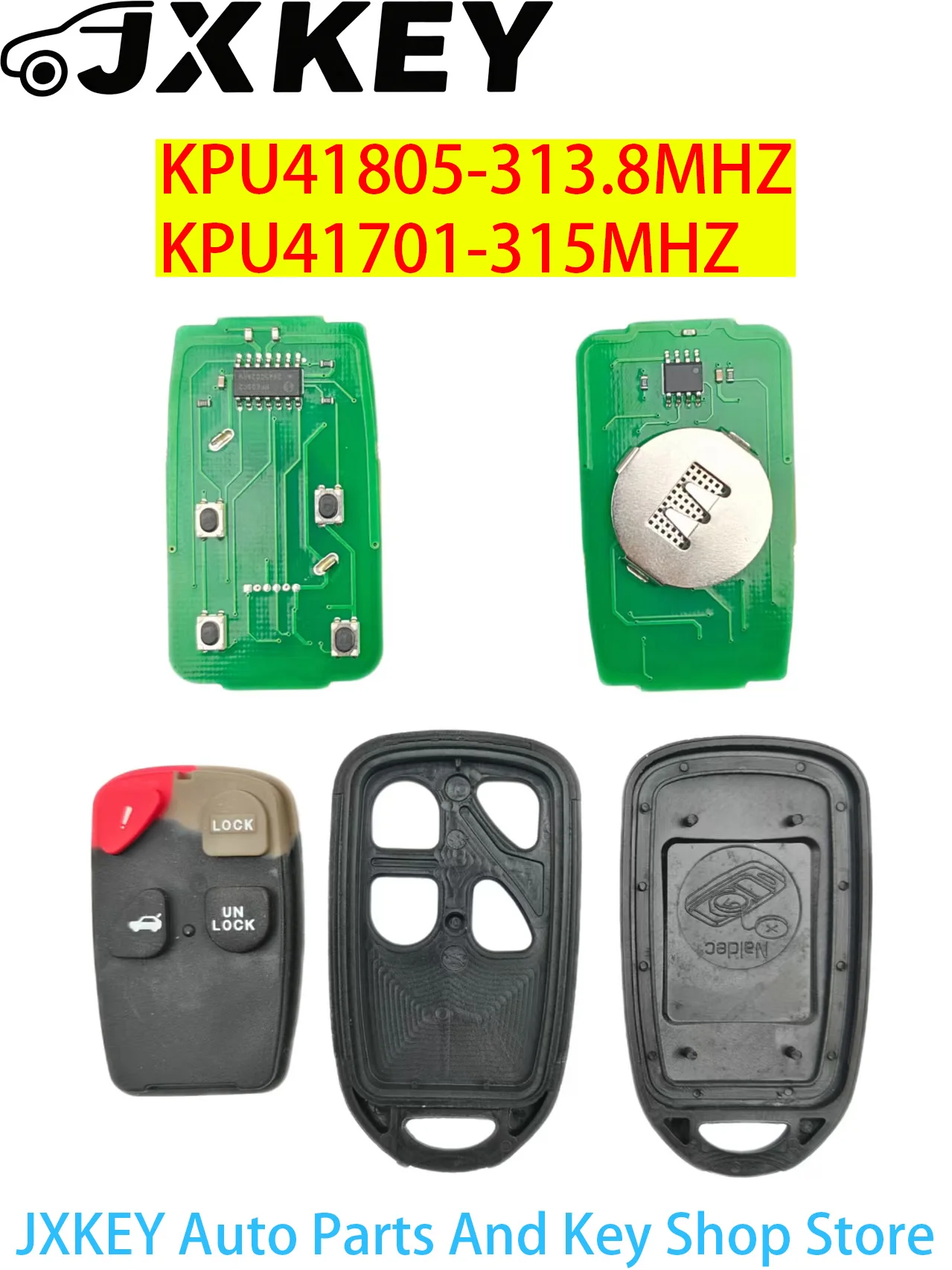 

JXKEY 2PCS Remote Key Fob For Mazda RX-8 2004 2005 2006 2007 2008 Car key/PCB Board 313.8MHz/315MHZ FCC ID: KPU41805/KPU41701