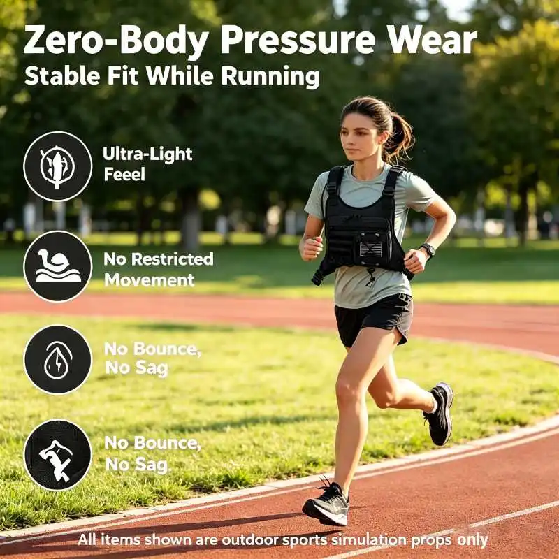 Men Chest Harness Bag Outdoor Sports Running Vest Bag Waterproof Lightweight Tactical Chest Pack Phone Pouch for Cycling Camping Hiking