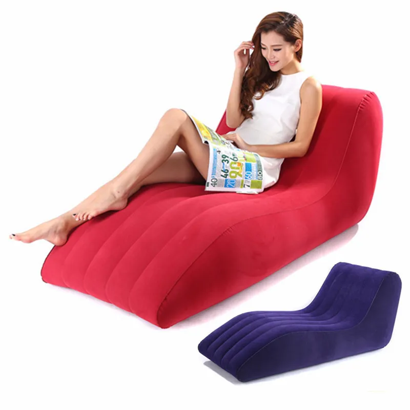 

Bearing 300KG Strong Lazy Garden Chair Folding Rocking Chair Inflatable Sofa Bed Outdoor Furniture PVC Flocking Chaise Travel