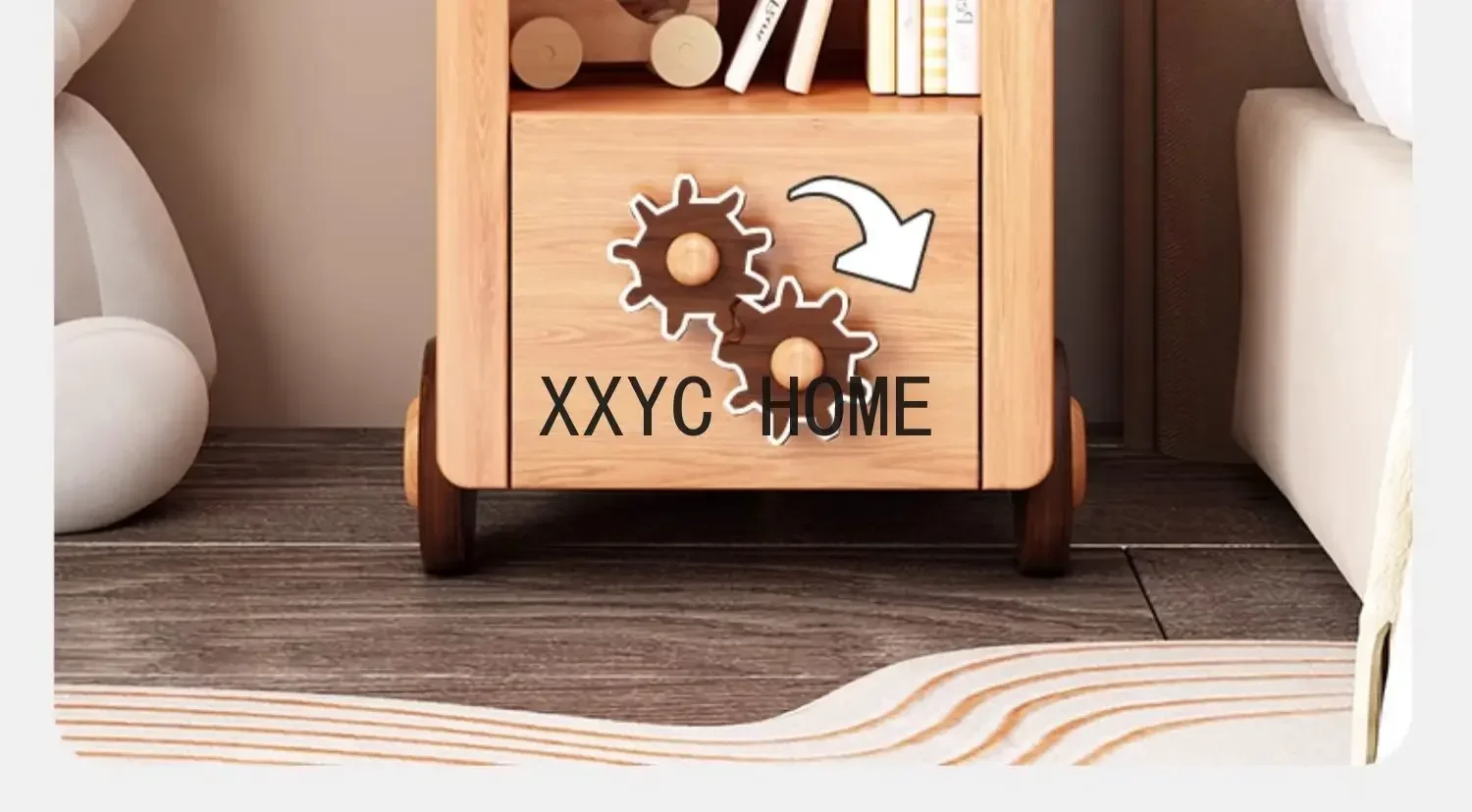 Lemari Samping Tempat Tidur Kayu Solid Lemari Penyimpanan Kepala Tempat Tidur Nordic Sederhana Lemari Penyimpanan Samping Tempat Tidur Kayu Ek Merah