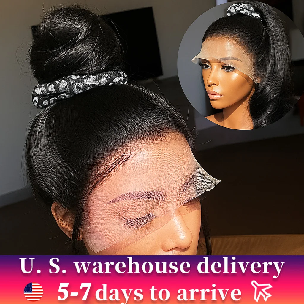 

200 Density Bone Straight 360 Full Lace Wig Glueless Invisi-Drawstring Brazilian Virgin Hair 5x5 HD Lace Closure Wigs For Women