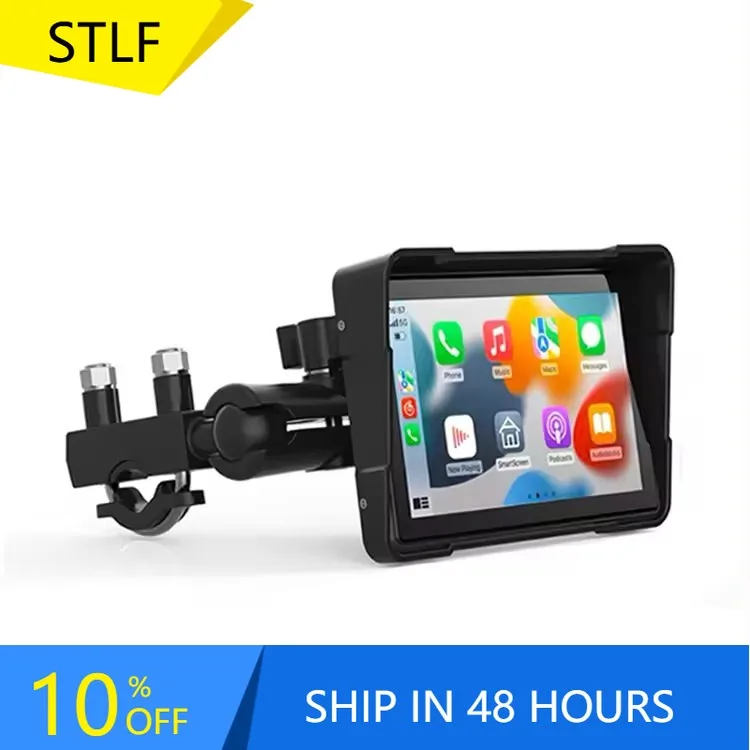 STLFHigh QualityWaterproof 5Inch Touch Screen Motorcycle Portable  GPS Navigation Wireless Carplay Screen Universal Front Rear C