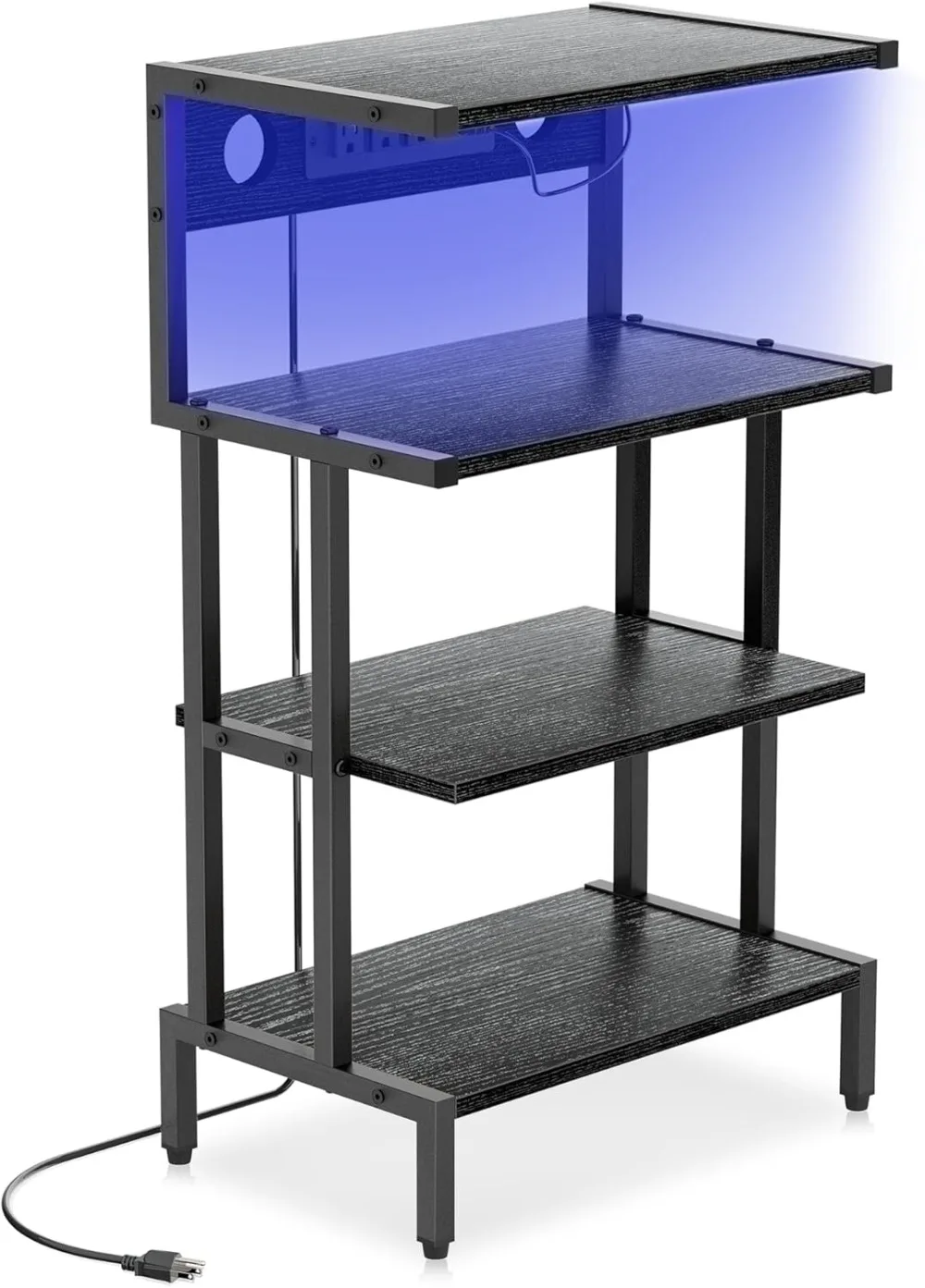 

4-Tier Gaming Console Stand with Outlet, USB Ports & RGB Lights for PS5, Xbox, Switch - Durable Media Storage Organizer