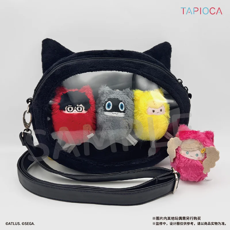 Tapioca Persona 5 The Royal Morgana Plush Ita Crossbody Bag Polyester Metal Adjustable Strap For Anime Fans Daily Outdoor Use