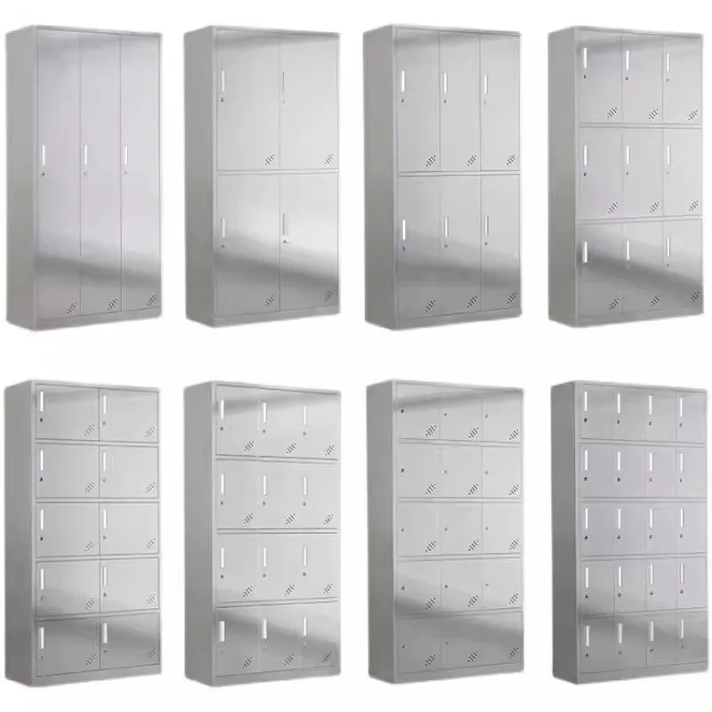 304 Stainless Steel Locker, Multi-door Locked Storage Cabinet for Cleanroom & Shoe Storage