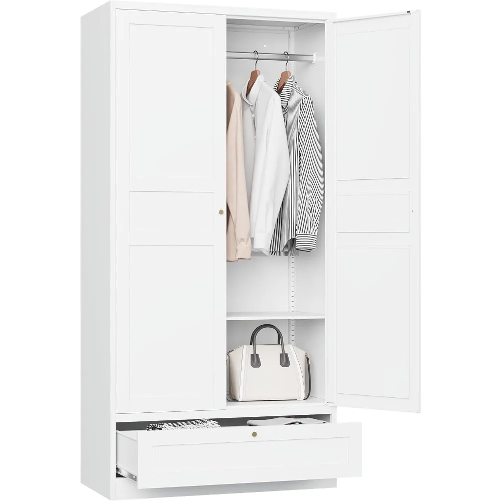 Bedroom closet Closet, drawers, 2 door closet, 72 metal lockers with hanging rods, clothing storage organization cabinet