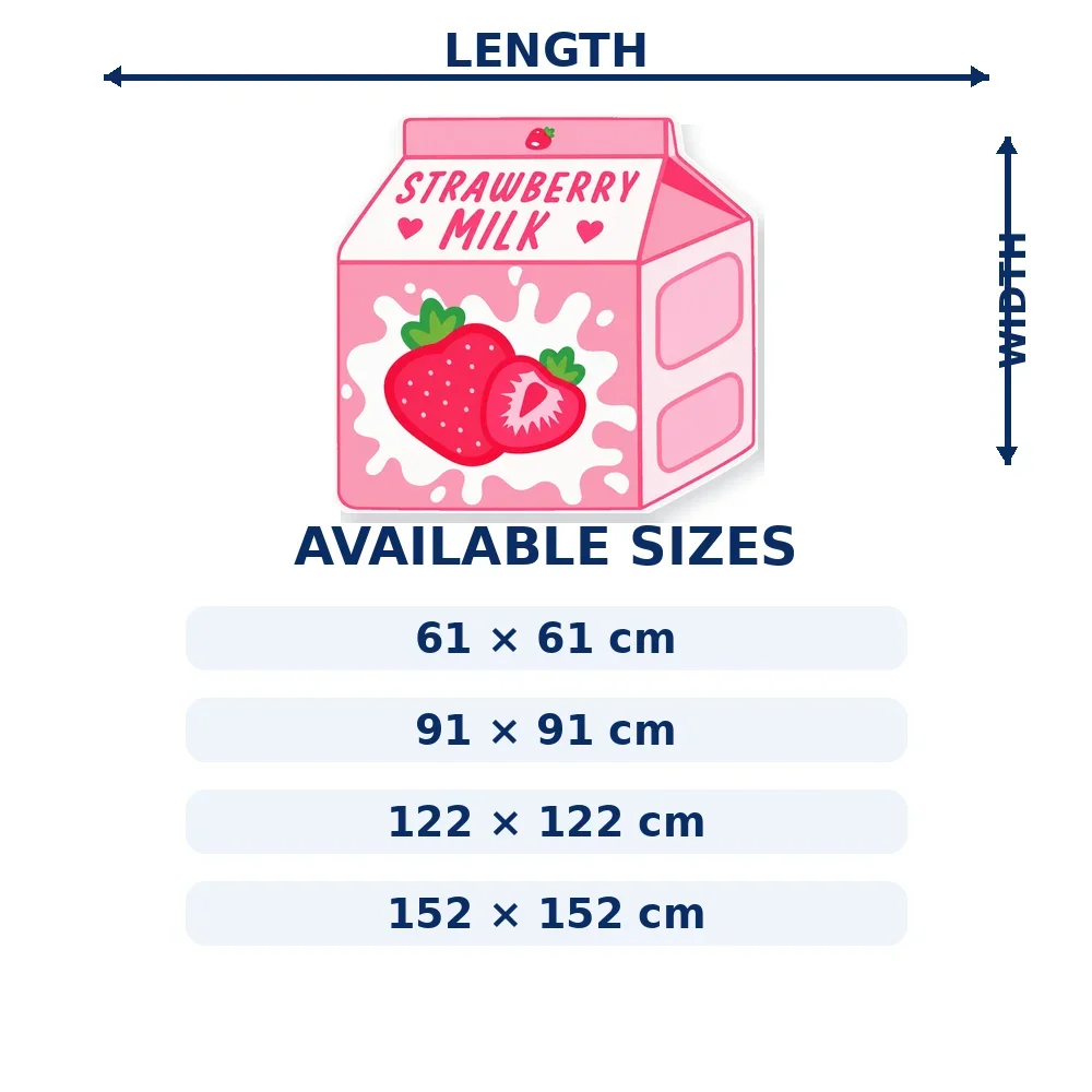 Pink Strawberry Milk Carton Shaped Area Rug, Flannel Floor Mat for Kitchen, Bedroom, Living Room, Entryway and Home Decor