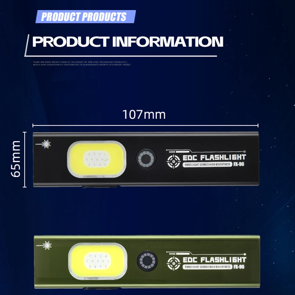 Senter EDC 4 in1 Senter Magnetik Lampu Kerja Lumen Tinggi Lampu Saku Mini Isi Ulang untuk Rumah, Garasi dan Keadaan Darurat