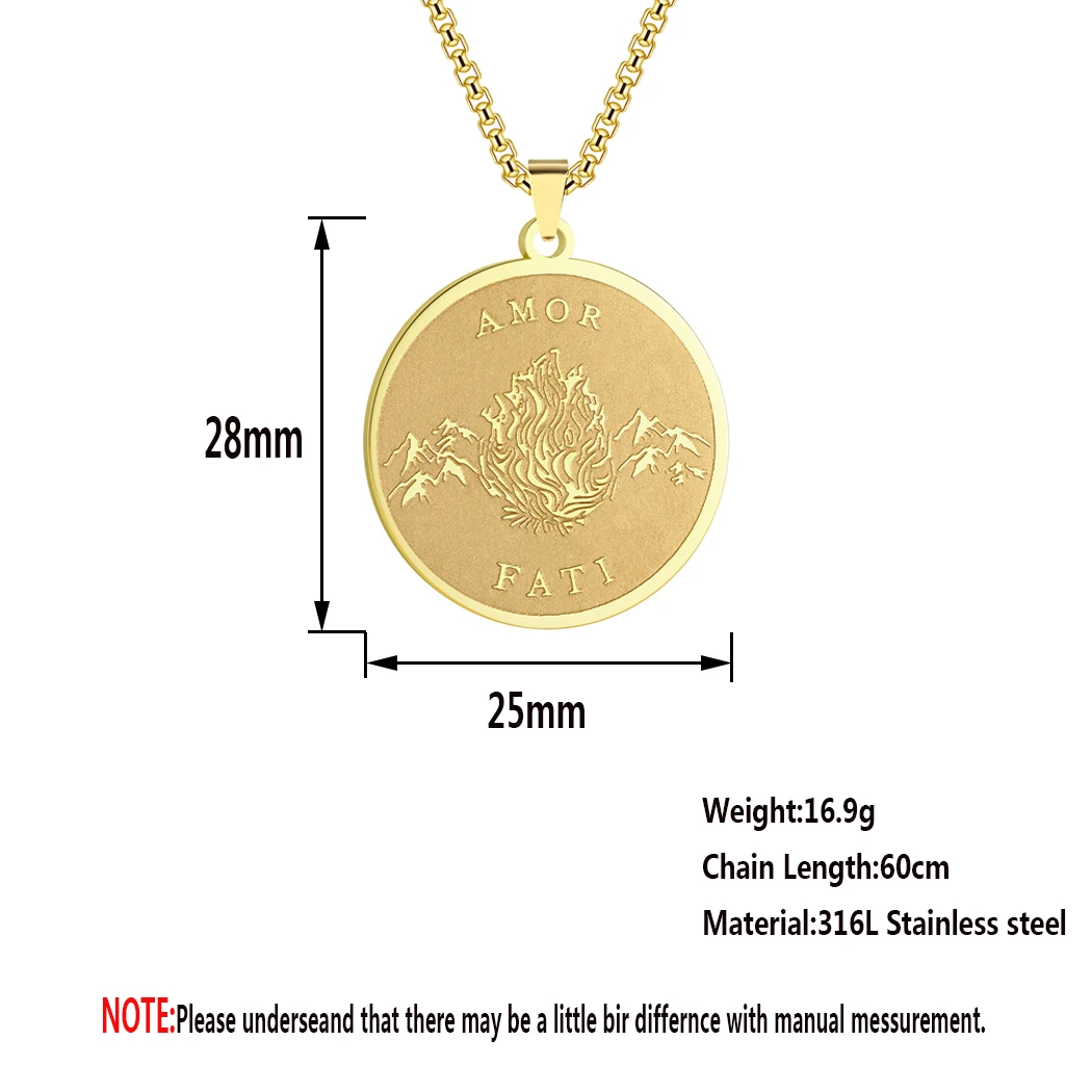 Todorova Handmade Simple Stainless Steel Amor Fati Stoic Pendant Necklace For Men Memento Mori Choker Birthday Jewelry Gift view 6