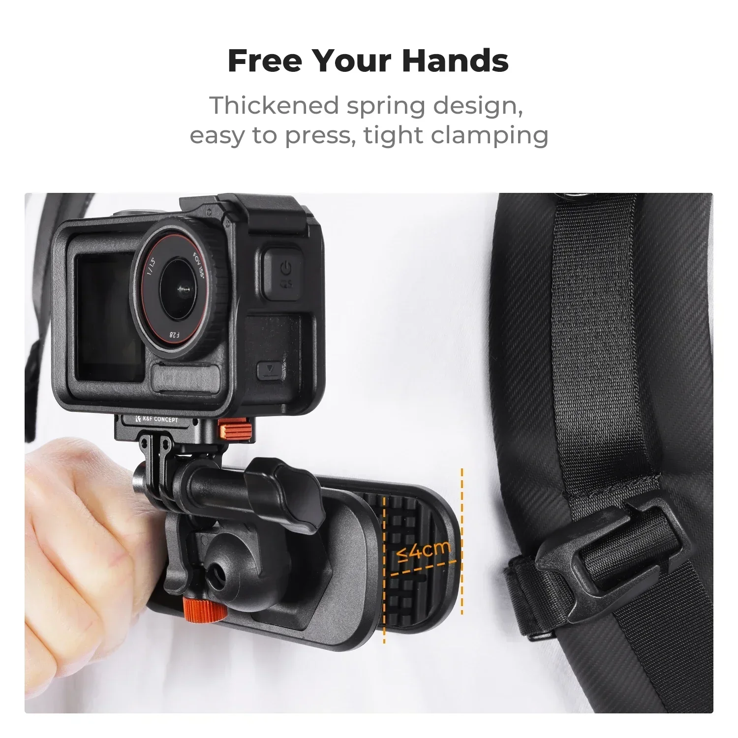 K&F CONCEPT Magnetyczny uchwyt z klipsem do plecaka dla DJI Osmo Action 5 Pro 4 3 Wszystkie GoPro Hero Insta360 X5/4/3 Obrót 180° Szybkie odczepienie — zdjęcie produktu 3