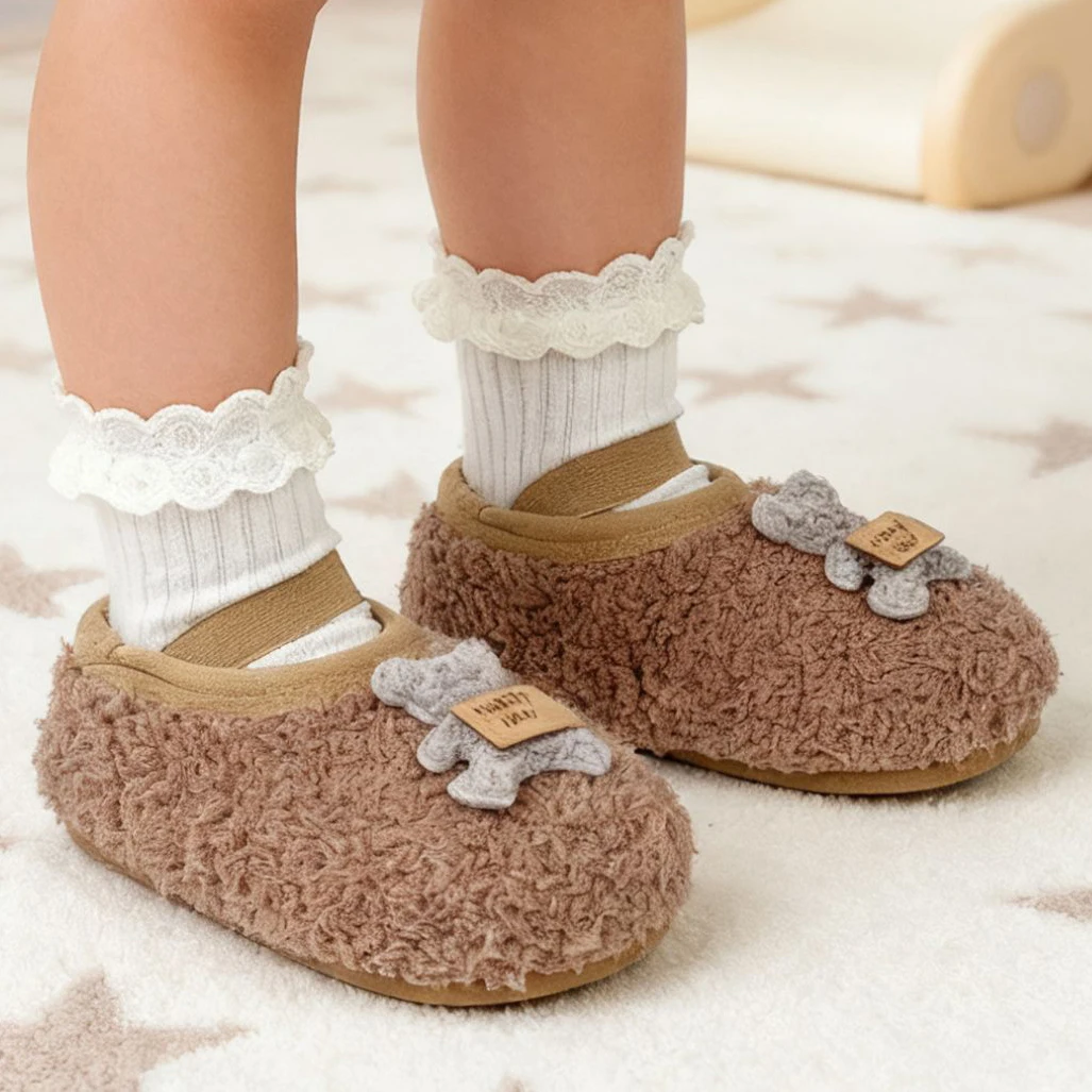 

Осень и зима 2025: утепленные хлопковые тапочки для девочек, утепленные хлопковые тапочки для девочек, детские хлопковые тапочки с милым медведем из мультфильма