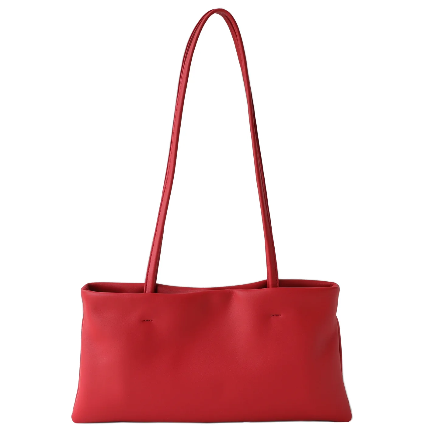 

First Layer Cow Leather Red Shoulder Bag Women Minimalist Tote Bag Large Capacity Office Commute Handbag