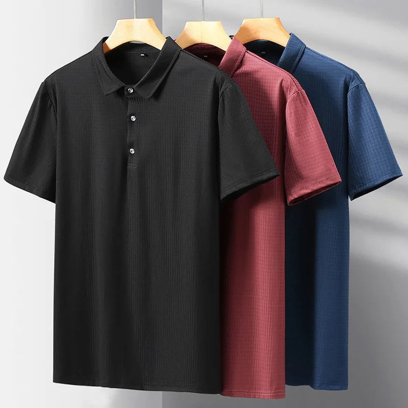 Plus Size 165kg Men Summer Short Sleeve T-shirt Polos Thin Loose Top 8XL 9XL 10XL 11XL 12XL