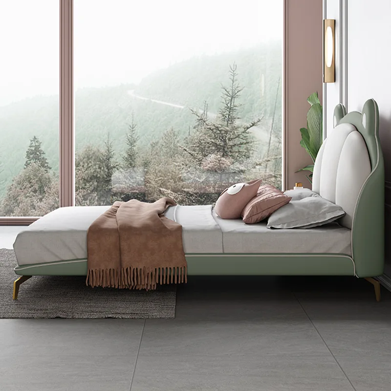 حقيبة سرير ناعمة للأطفال على شكل دب بطول 1.5 متر للأولاد والبنات سرير ناعم خفيف فاخر مزدوج حقيبة ناعمة للأحداث من الجلد