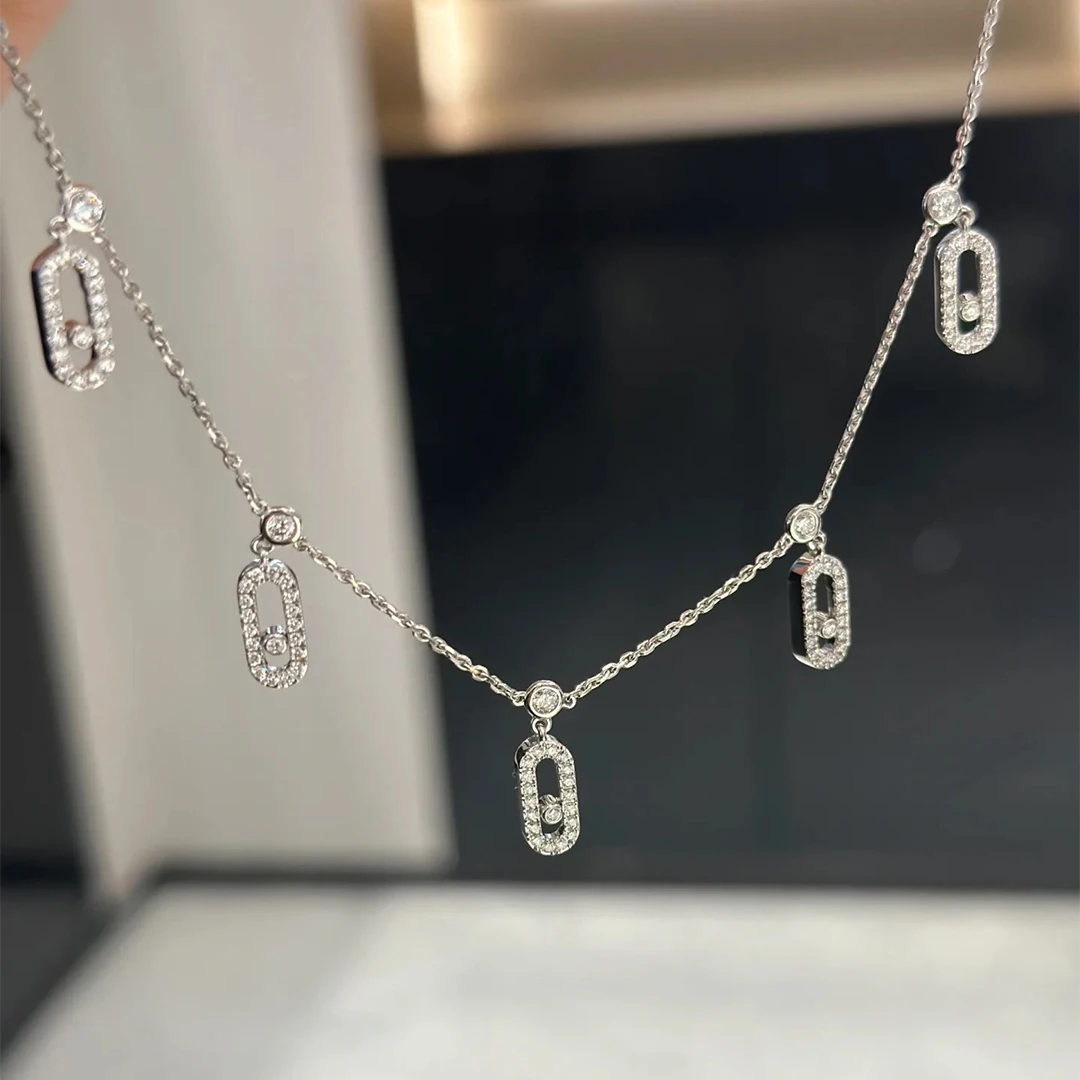 

Classic Romantic Jewelry 925 Pure Silver Women's Necklaces With Five Pendants.Popular Holiday Gift, Banquet Jewelry Accessories