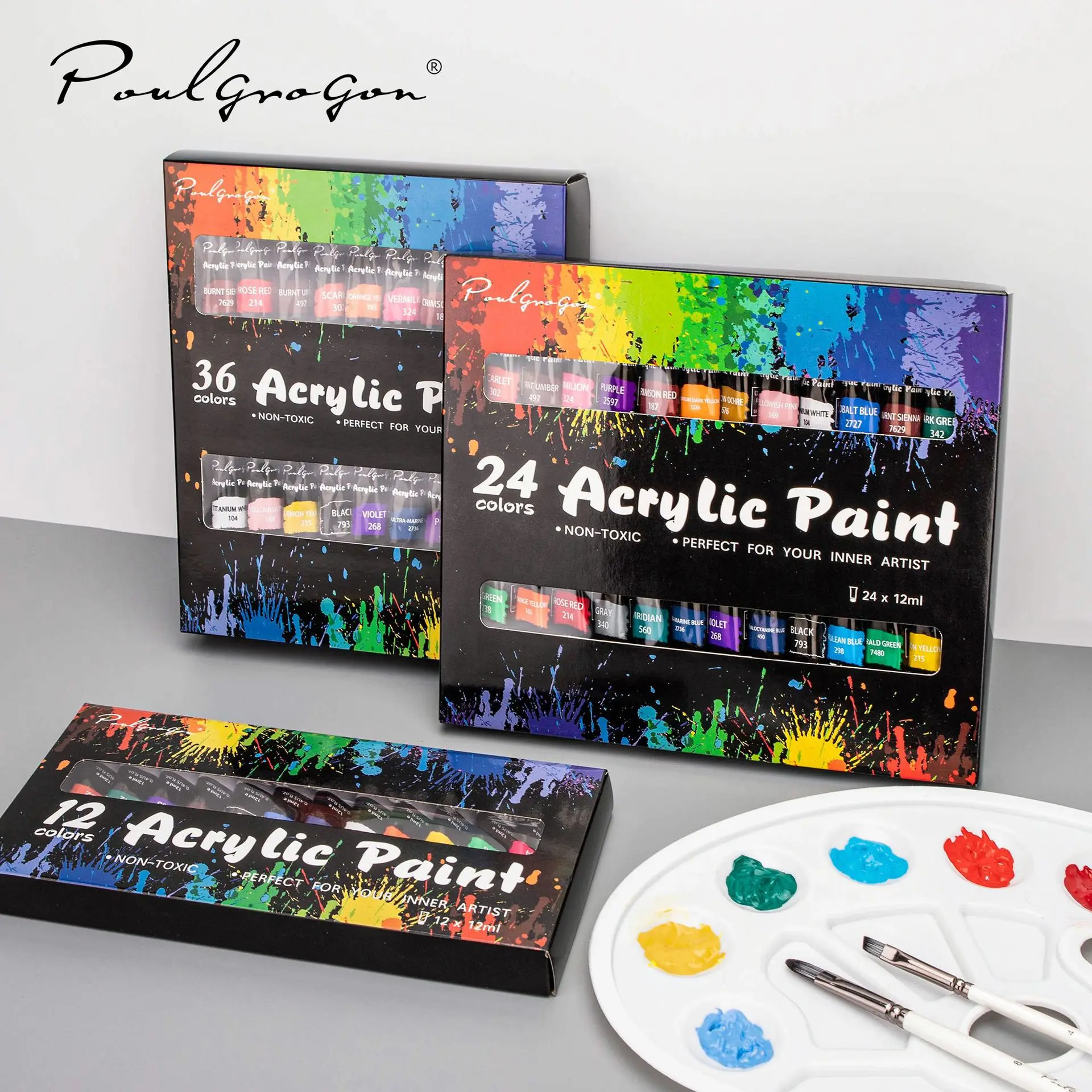 Professional Acrylic Paints Set 12/24/36 Colors 12ML Hand Painted Wall Drawing craft Painting Pigment Set Art Supplies