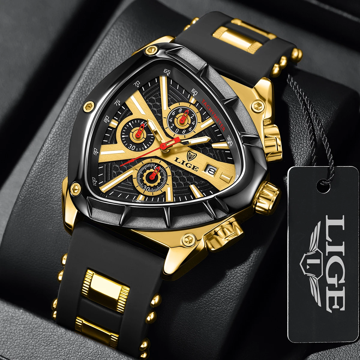 LIGE Outdoor Sports Watches For Men Fashion Business Silicone Waterproof Watch Men Top Brand Luxury Military Chronograph Male